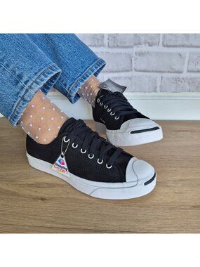 ⭐Converse Jack Purcell JP OX Canvas 8.5 Women Shoes Sneakers Black White 164056C